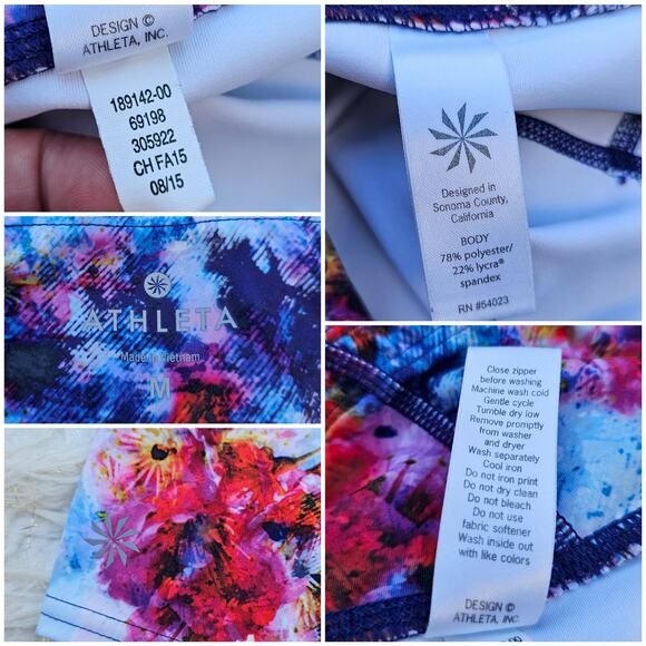 Floral Athletic Legging Athleta Hypersonic Sonar Tight Size M Stretch Athleisure - Picture 5 of 10